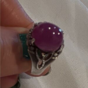 Vintage sterling silver ring with lilac ruby
